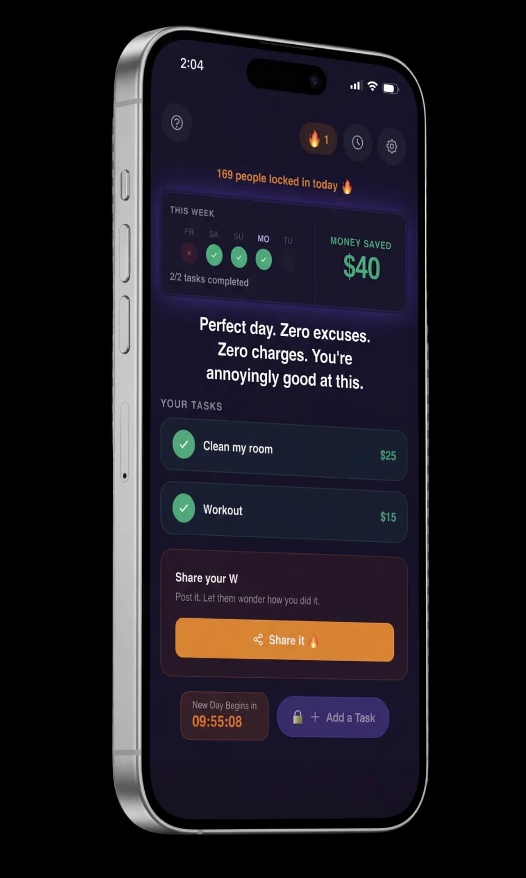 Completed task — app screenshot