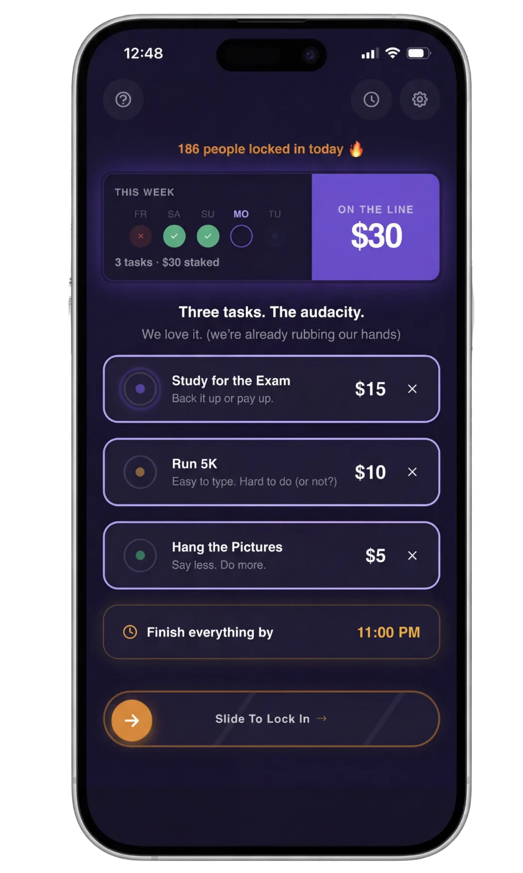 Pick your tasks — app screenshot